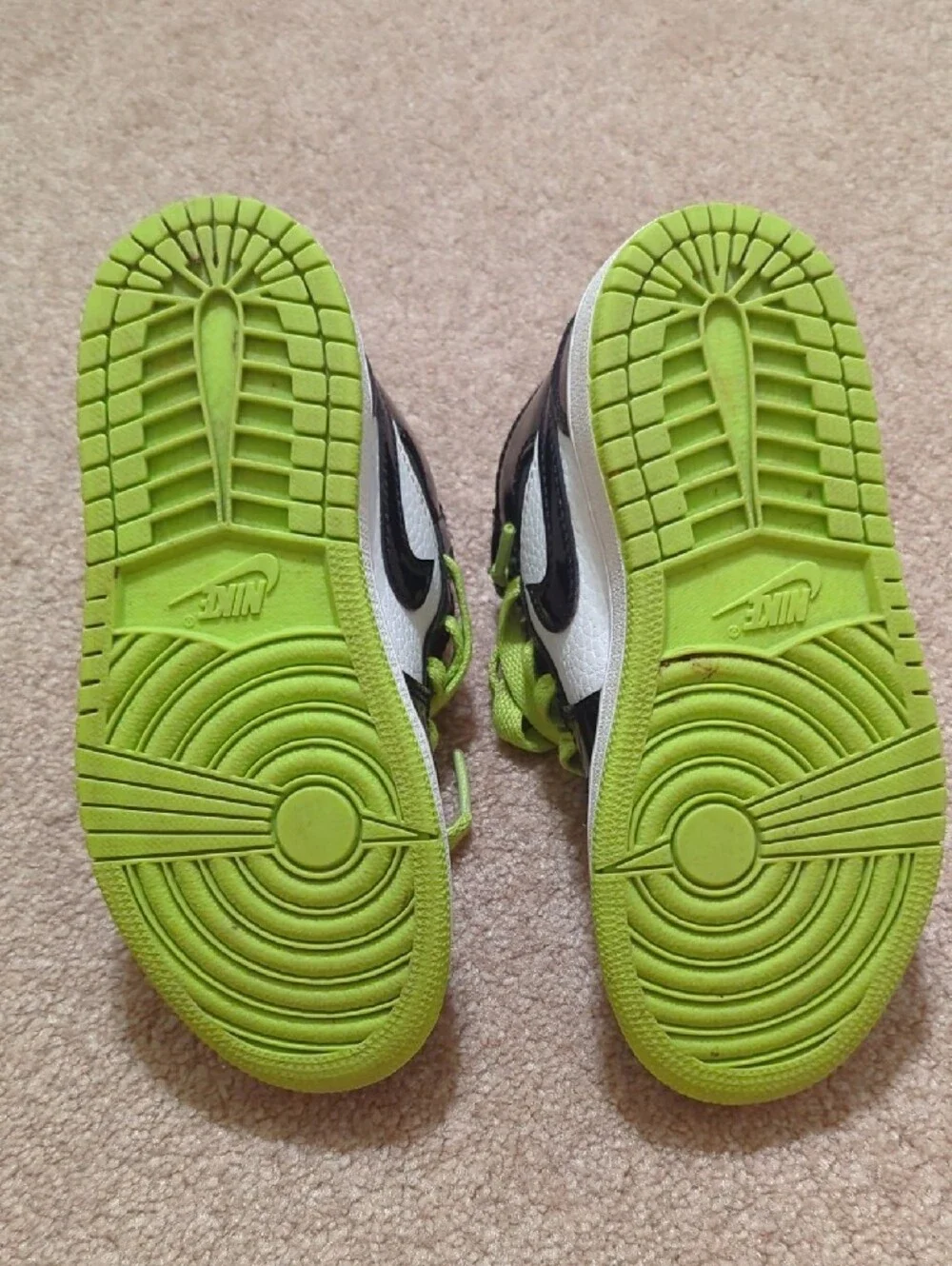 Nike Kids' High-Top Sneakers in Black, White & Neon Green